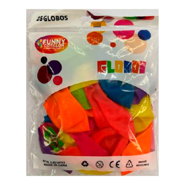 Globos flúor surtido 25 unidades